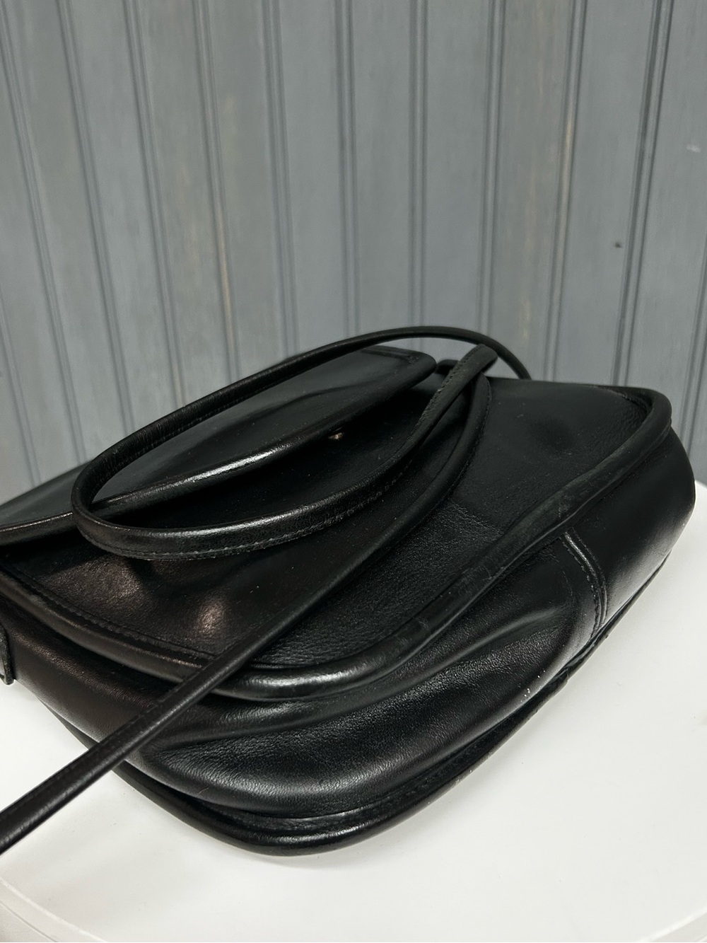 Vintage Coach Lindsay Bag 9888 Black Leather Crossbody Flap Bag - Picture 11 of 15